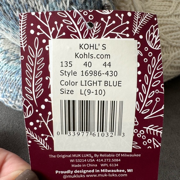 MUK LUKS Women’s Light Blue and White Slipper Booties Size 9-10 NWT - Picture 7 of 7